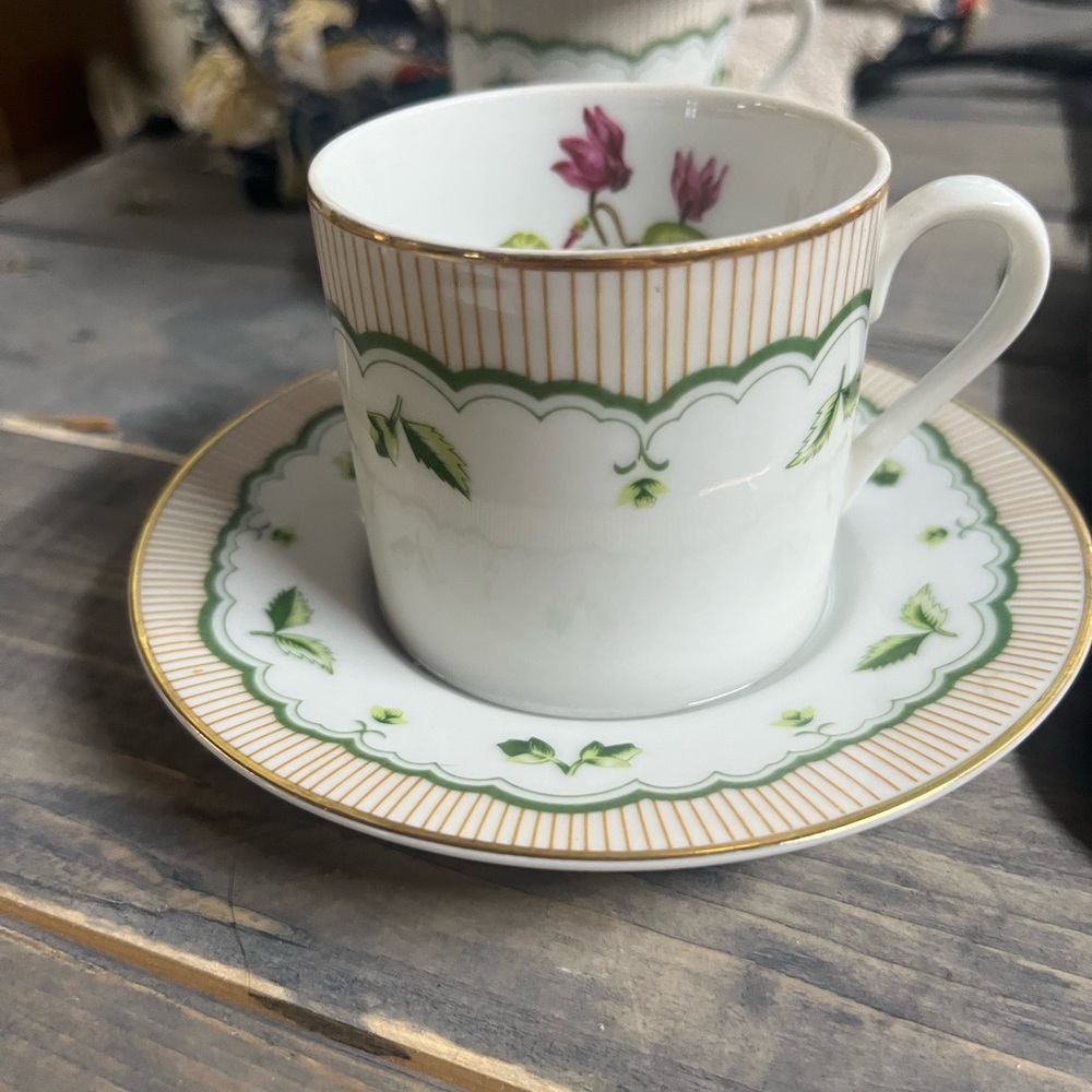 Cyclamen Floral Cup and Saucer